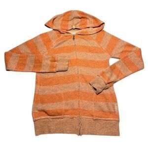 Billabong Women’s Orange and Beige Striped Hoodie